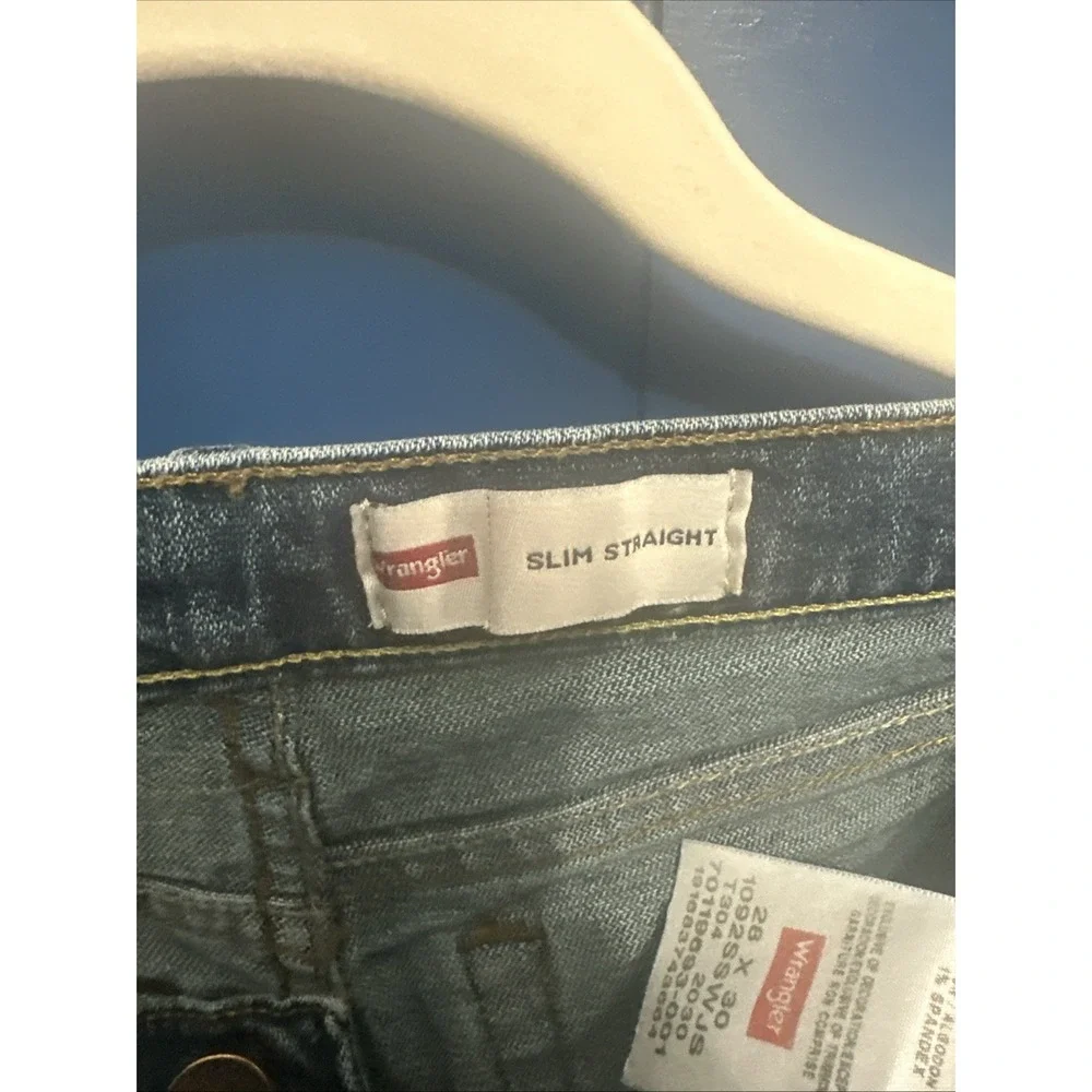 Wrangler Slim Straight Denim Blue‎ Jeans Men's 28' X 30' 1092SSWJS